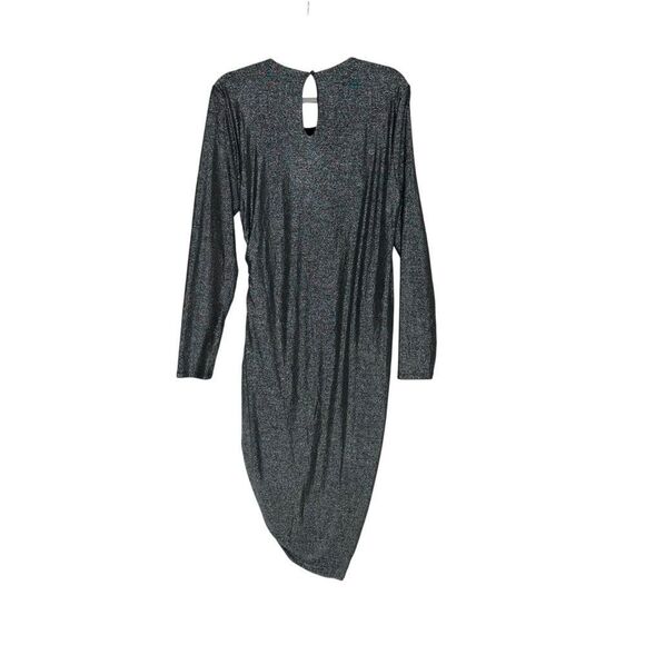 Veronica Beard Cyrus Silver Glitter Ruched Midi Cocktail Dress | L - Picture 7 of 8